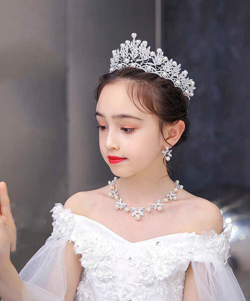 Chic Silk Alloy Zircon Pearl Hollow Out Girl Crown IU047 TZ-FQ-HAI240802