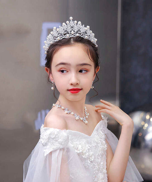 Chic Silk Alloy Zircon Pearl Hollow Out Girl Crown IU047 TZ-FQ-HAI240802