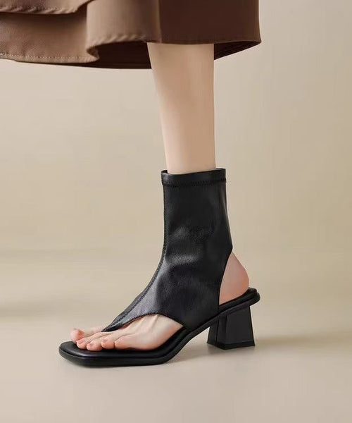 Brown Flops Boots Chunky Splicing Flip Chic Faux Leather FashionChic