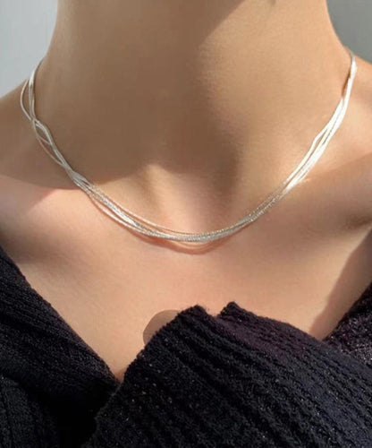 Chic Sterling Silver Layered Necklace PO080 JEW-NLC240729