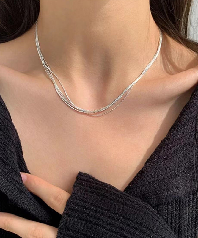 Chic Sterling Silver Layered Necklace PO080 JEW-NLC240729