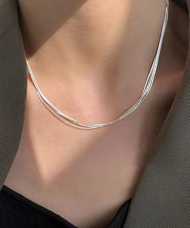 Chic Sterling Silver Layered Necklace PO080 JEW-NLC240729