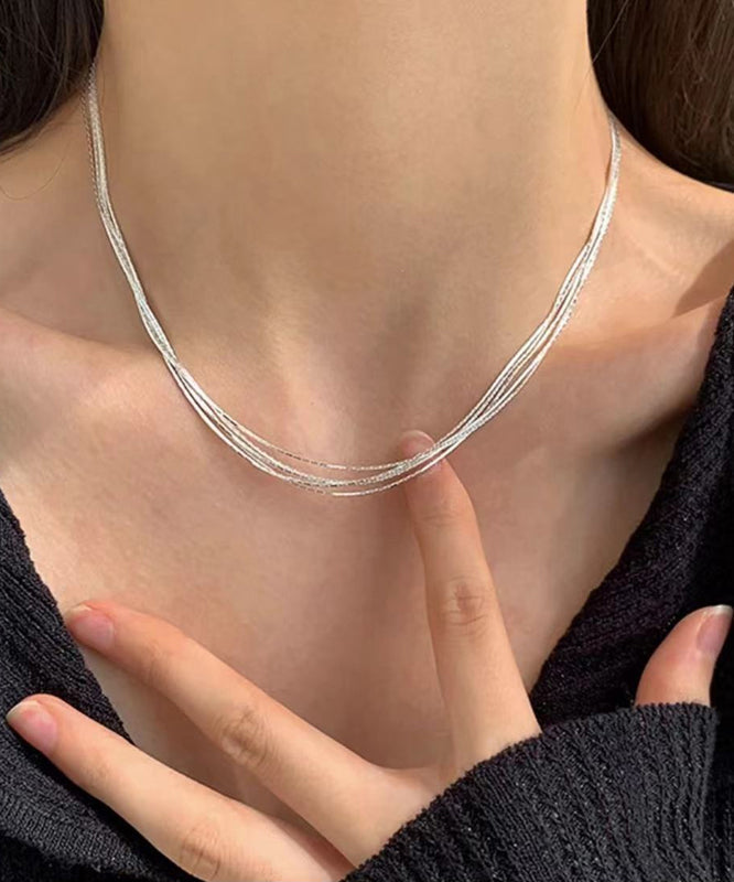 Chic Sterling Silver Layered Necklace PO080 JEW-NLC240729