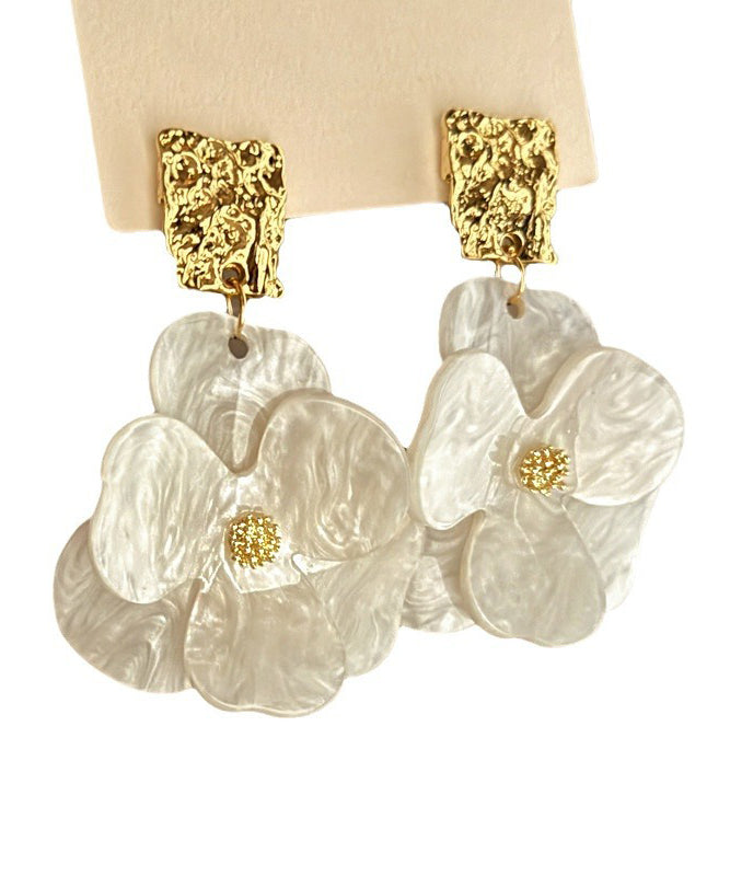 Chic White Acrylic Floral Drop Earrings EY017 ABC