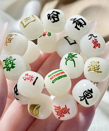Alloy Mahjong Chain Buddhist Chic Bead White Bracelet FashionChic