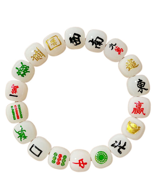 Alloy Mahjong Chain Buddhist Chic Bead White Bracelet FashionChic