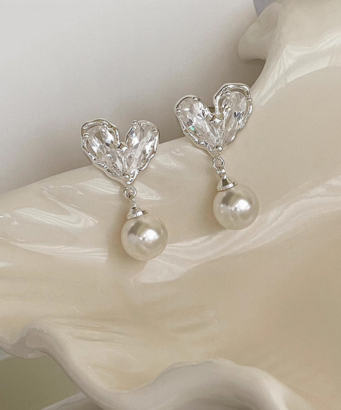 Love Pearl Copper Chic Overgild Drop Earrings White FashionChic