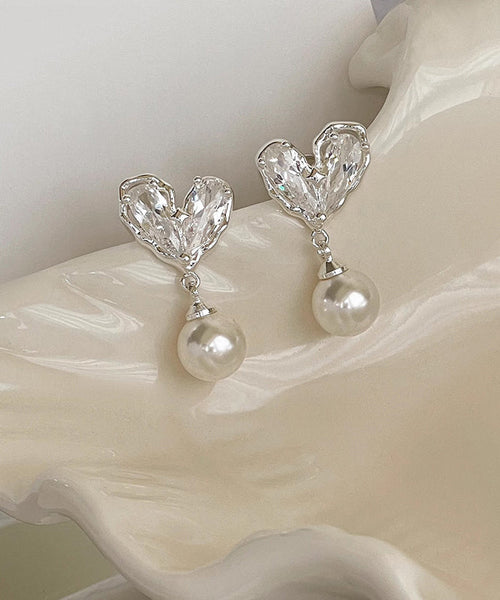 Love Pearl Copper Chic Overgild Drop Earrings White FashionChic