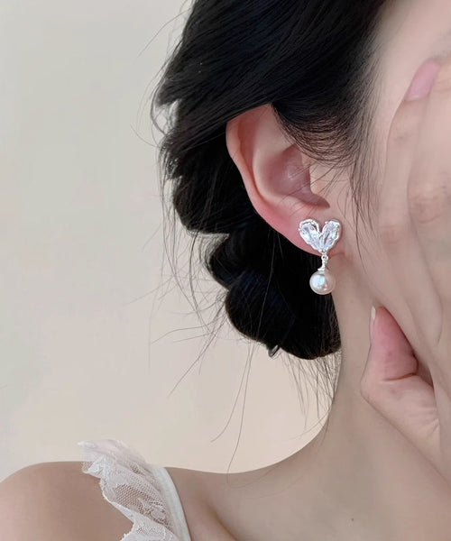 Love Pearl Copper Chic Overgild Drop Earrings White FashionChic