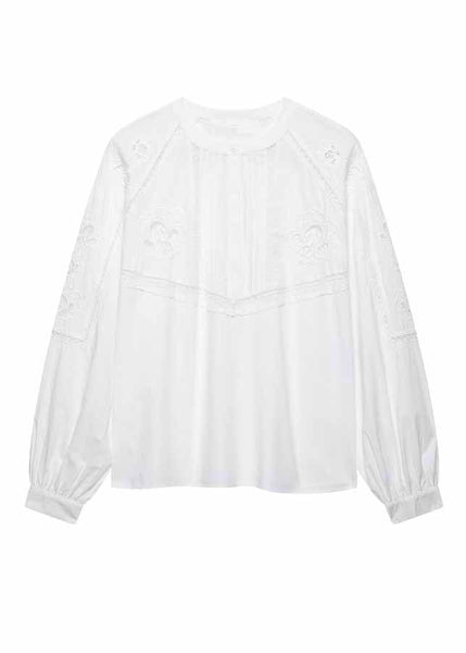 Out Fall Cotton Embroidered Set Hollow White Two Chic Piece FashionChic