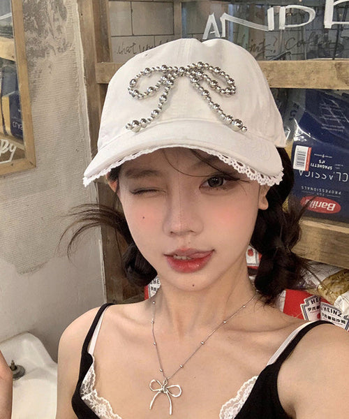 Lace White Chic Baseball Versatile Hat Cap Bow FashionChic