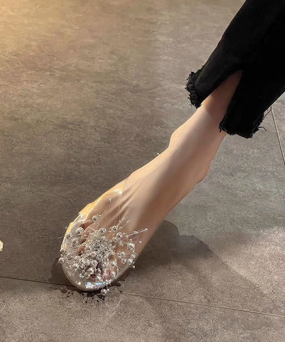 Bead White Sandals Splicing Slide Nail Chic Clear FashionChic