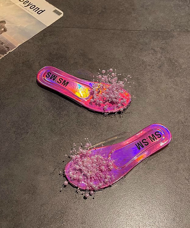 Bead White Sandals Splicing Slide Nail Chic Clear FashionChic