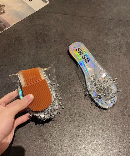 Bead White Sandals Splicing Slide Nail Chic Clear FashionChic