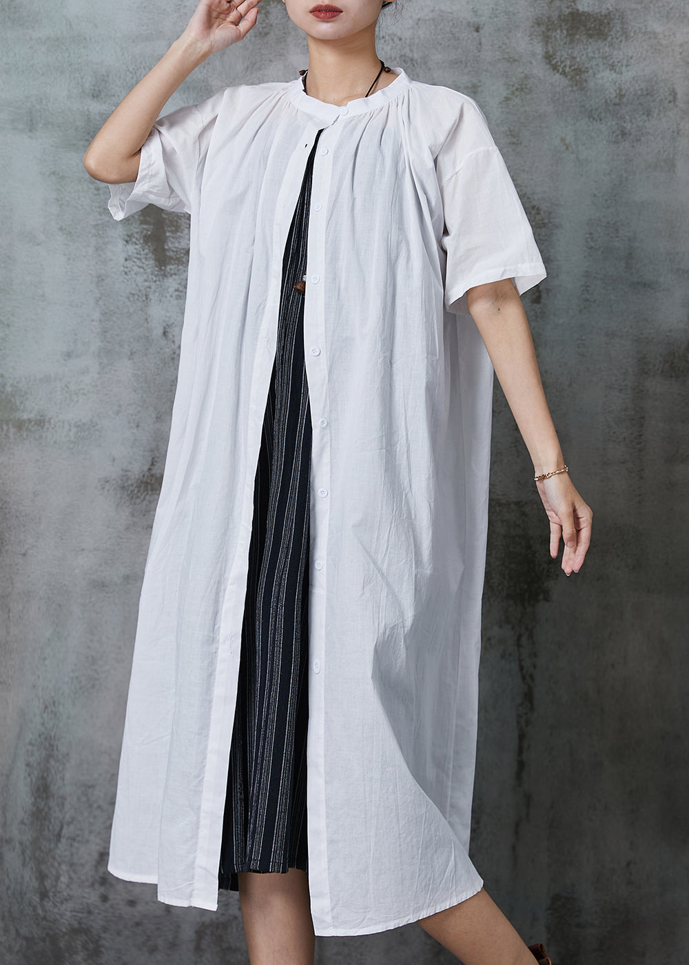 Chic White Oversized Cotton Dress Two Pieces Set Summer AL1012 Genistyle Shop