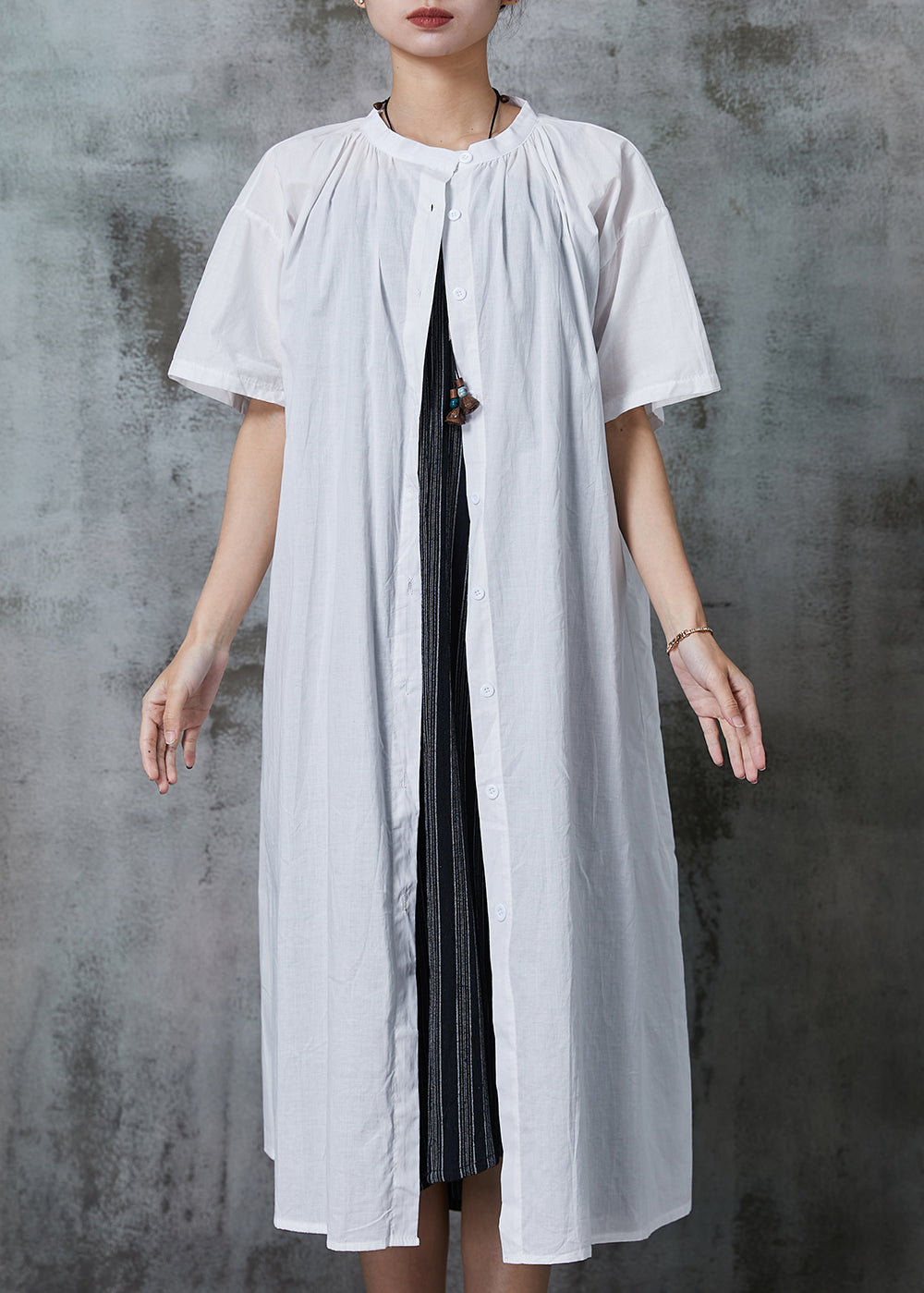 Chic White Oversized Cotton Dress Two Pieces Set Summer AL1012 Genistyle Shop