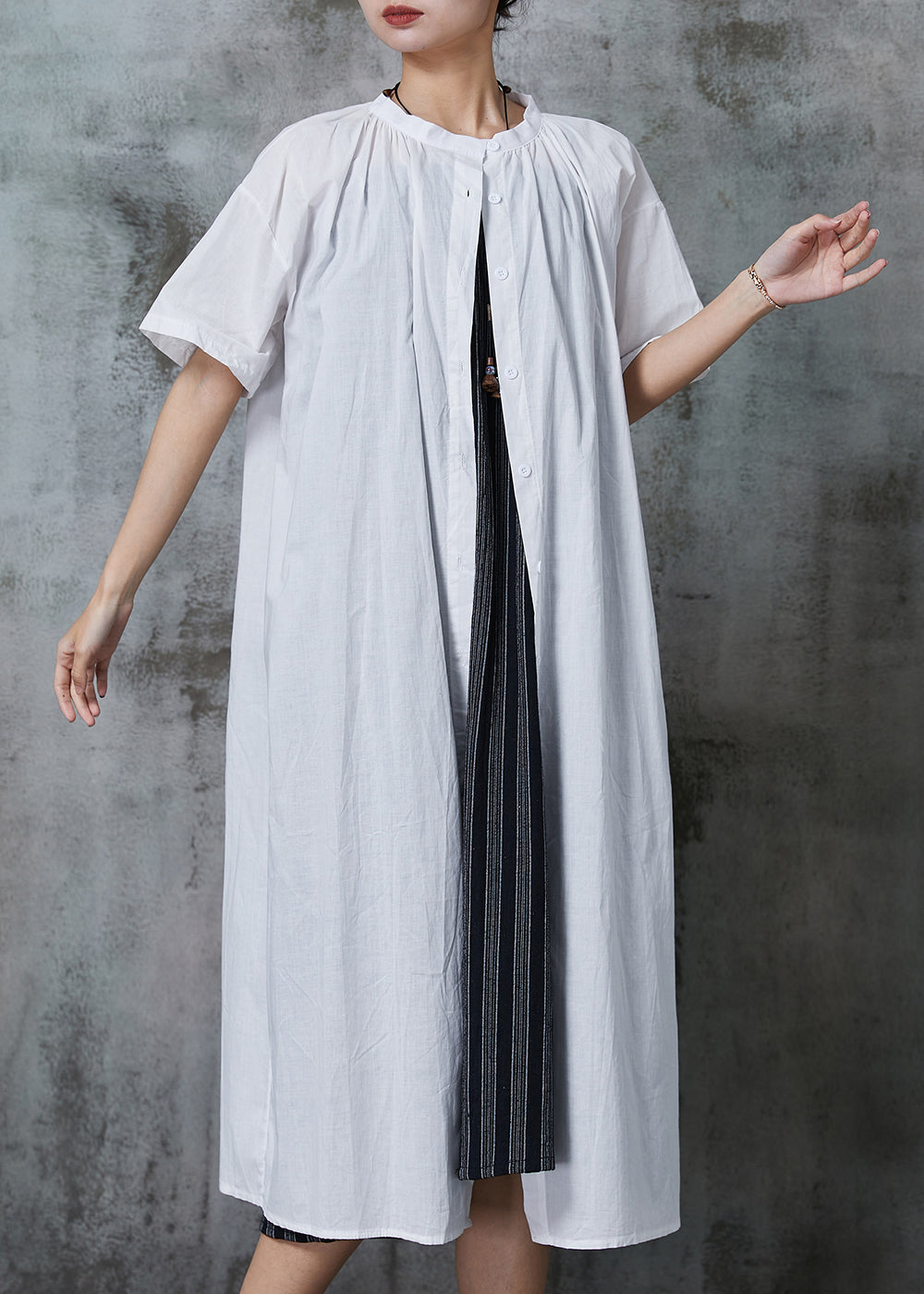 Chic White Oversized Cotton Dress Two Pieces Set Summer AL1012 Genistyle Shop