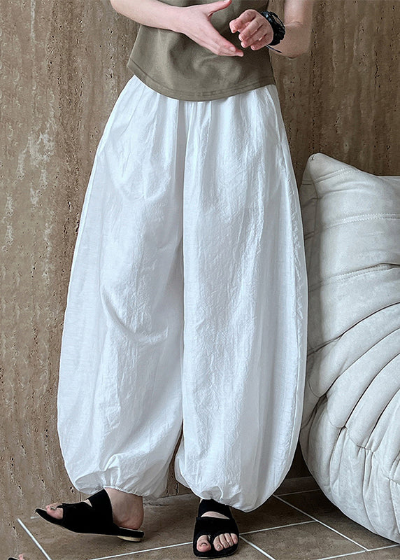 Lantern Cotton Chic Pants Oversized Summer White FashionChic