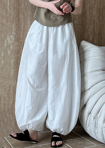 Lantern Cotton Chic Pants Oversized Summer White FashionChic