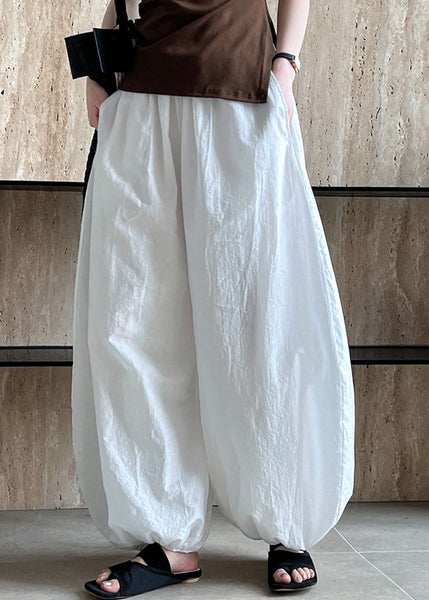 Lantern Cotton Chic Pants Oversized Summer White FashionChic
