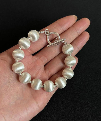 Chic White Stainless Steel Silk Brushed Pearl Chain Bracelet WO007 JEW-BRA241109