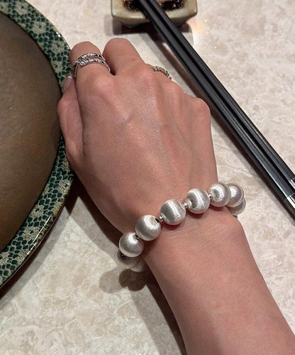 Chic White Stainless Steel Silk Brushed Pearl Chain Bracelet WO007 JEW-BRA241109