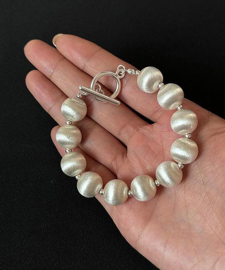 Chic White Stainless Steel Silk Brushed Pearl Chain Bracelet WO007 JEW-BRA241109