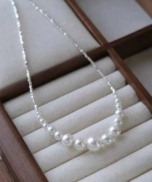Chic White Sterling Silver Pearl Broken Silver Princess Necklace YA005 ABC