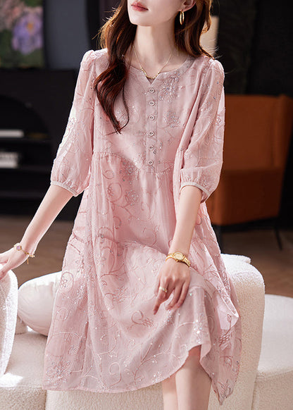 Cotton Summer Yellow Sequins Chic Patchwork Dress Embroidered FashionChic