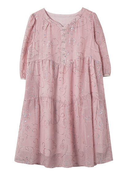 Cotton Summer Yellow Sequins Chic Patchwork Dress Embroidered FashionChic