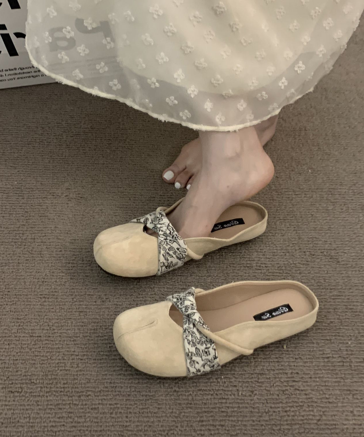 Splicing Chic Suede Boutique Slide Yellow Sandals FashionChic