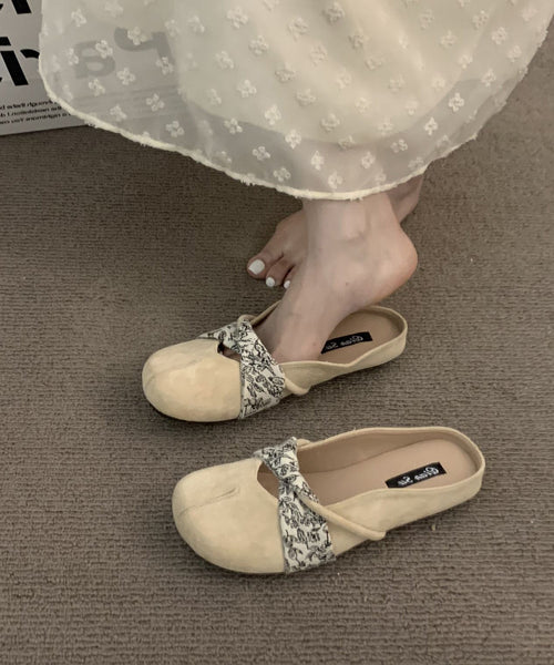 Splicing Chic Suede Boutique Slide Yellow Sandals FashionChic