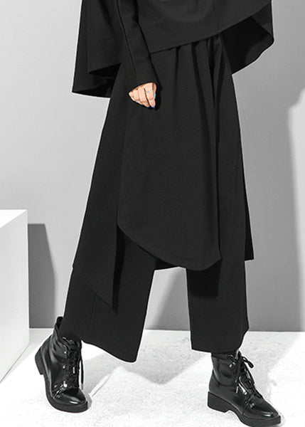 Chice Black Fake Two Pieces Pants Skirt Asymmetrical Patchwork Spring RZ001 ABC1