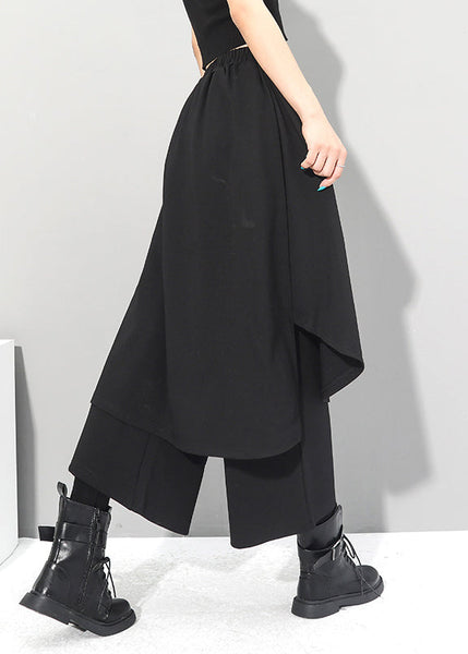 Chice Black Fake Two Pieces Pants Skirt Asymmetrical Patchwork Spring RZ001 ABC1