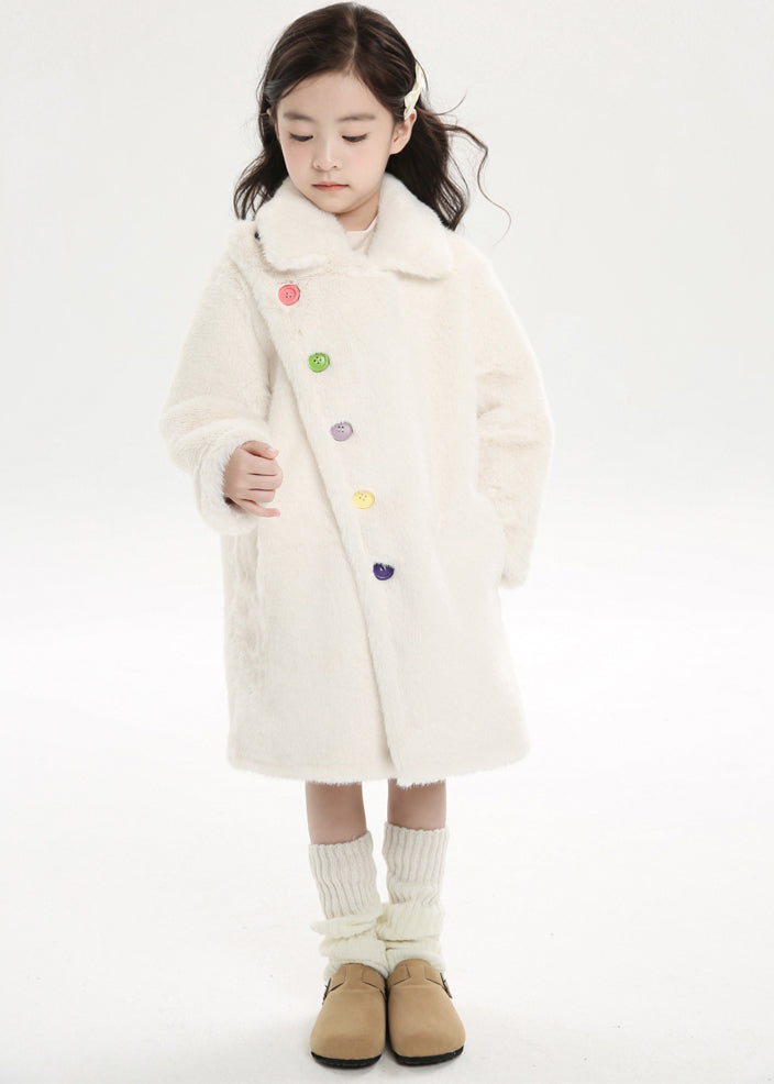 Chice Pink Asymmetrical Peter Pan Collar Kids Mink Velvet Long Woolen Coats Winter WL016 MM-RCTZ-GICT241120