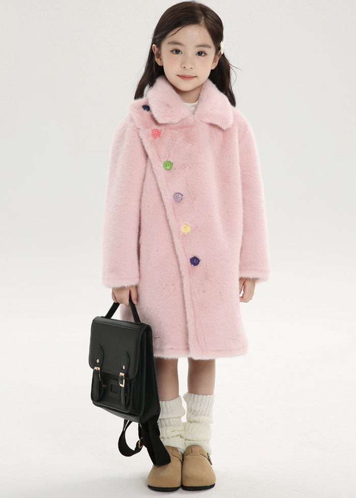 Chice Pink Asymmetrical Peter Pan Collar Kids Mink Velvet Long Woolen Coats Winter WL016 MM-RCTZ-GICT241120