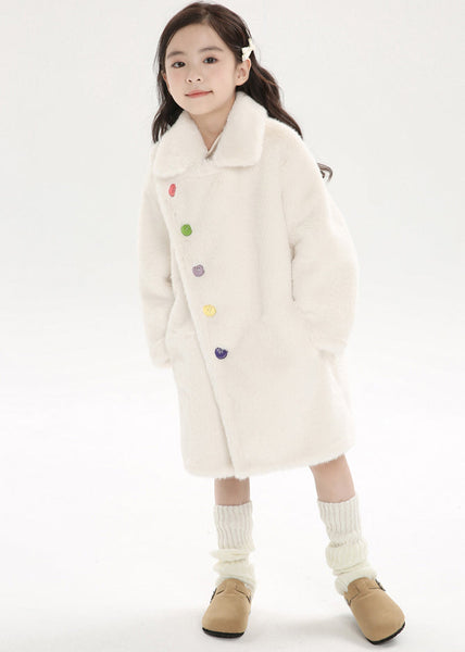 Chice Pink Asymmetrical Peter Pan Collar Kids Mink Velvet Long Woolen Coats Winter WL016 MM-RCTZ-GICT241120
