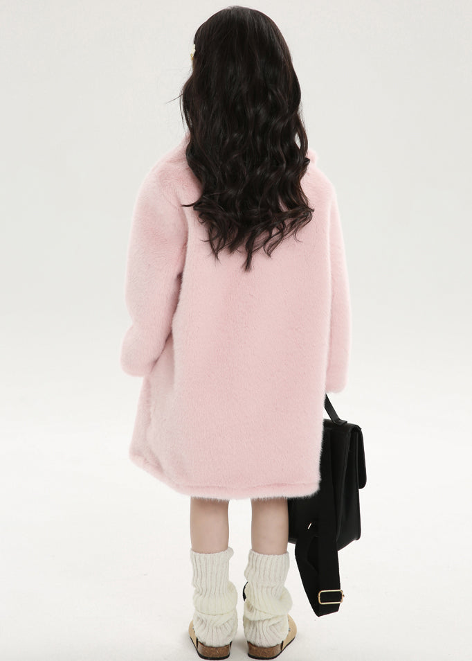 Chice Pink Asymmetrical Peter Pan Collar Kids Mink Velvet Long Woolen Coats Winter WL016 MM-RCTZ-GICT241120