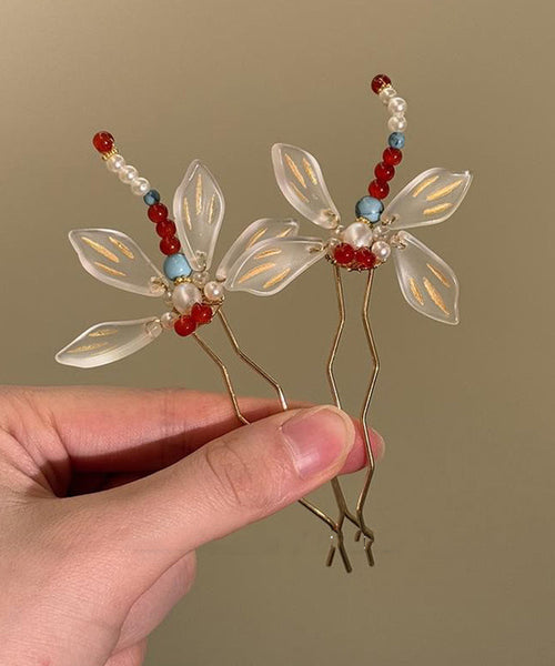 Dragonfly Style Chinese Alloy U-Shaped Hairpin Turquoise FashionChic
