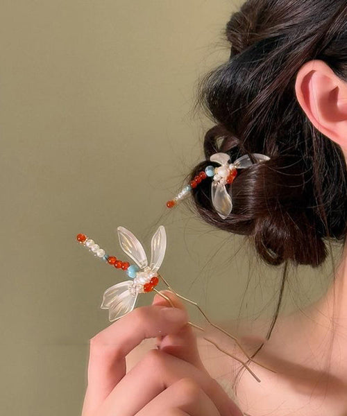 Dragonfly Style Chinese Alloy U-Shaped Hairpin Turquoise FashionChic