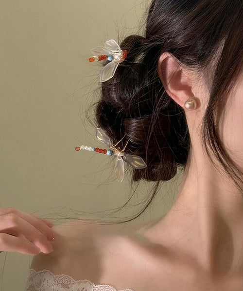 Dragonfly Style Chinese Alloy U-Shaped Hairpin Turquoise FashionChic