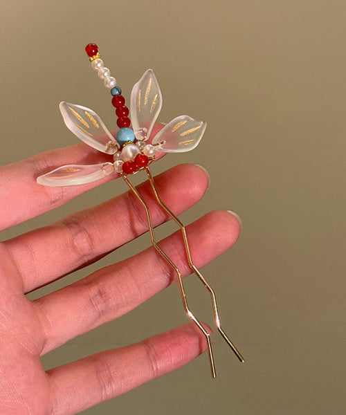 Dragonfly Style Chinese Alloy U-Shaped Hairpin Turquoise FashionChic
