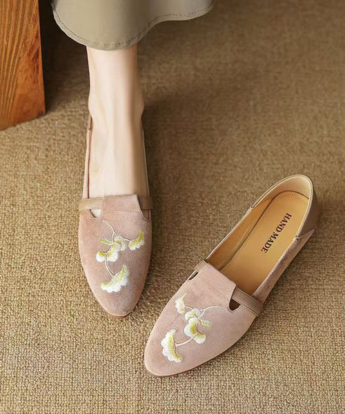 Chinese Style Black Suede Embroidered Chunky Loafer Shoes YC029 ABC