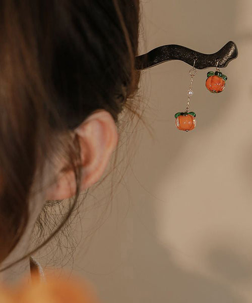 Tassel Style Hairpin Black Wooden Chinese Persimmons FashionChic