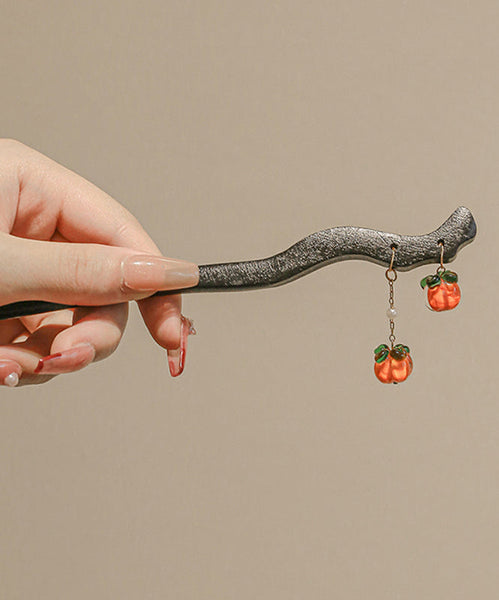 Tassel Style Hairpin Black Wooden Chinese Persimmons FashionChic