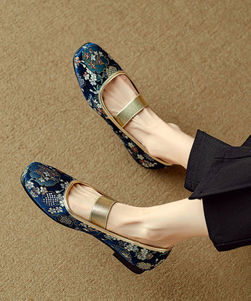 Blue For Splicing Women Style Shoes Chinese Embroidered Flat FashionChic