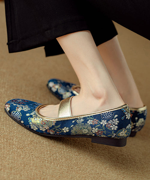 Blue For Splicing Women Style Shoes Chinese Embroidered Flat FashionChic