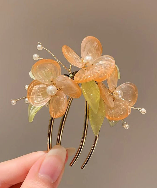 Chinese Style Blue Sterling Silver Overgild U Shaped Floral Hairpin AB1071 Genistyle Shop