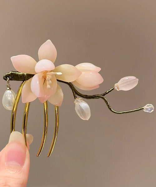 Chinese Style Blue Sterling Silver Overgild U Shaped Floral Hairpin AB1071 Genistyle Shop