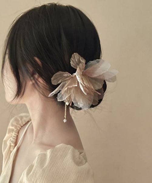 Champagne Style Chinese Tassel Alloy Hairpin Pearl Chiffon FashionChic